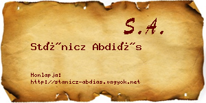 Stánicz Abdiás névjegykártya